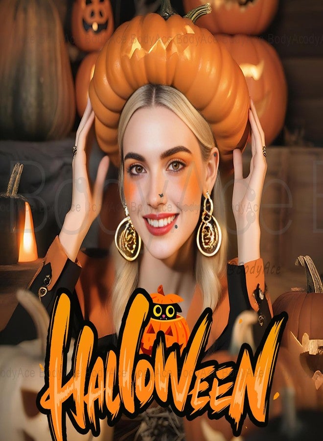BodyAce 16G Flat Back Earrings Halloween Lip Rings Black Gothic Labret Stud Cartilage Helix Earring Pumpkin Lip Studs Ghost Skull Tragus Piercing Halloween Jewelry [A:8mm] - Image 5